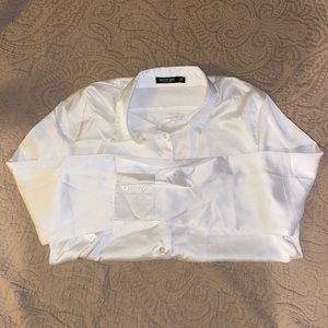 White Satin Button Down Blouse (Nasty Gal)!